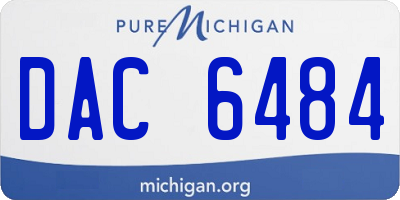 MI license plate DAC6484