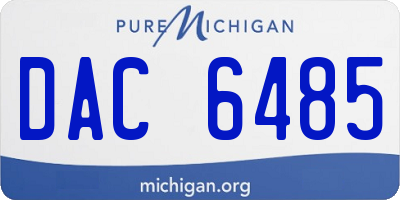 MI license plate DAC6485