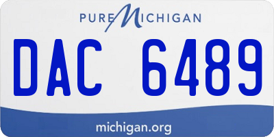 MI license plate DAC6489