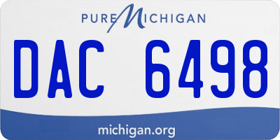MI license plate DAC6498