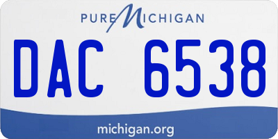 MI license plate DAC6538