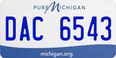 MI license plate DAC6543