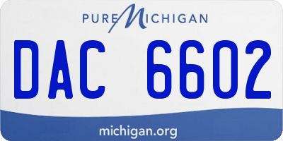 MI license plate DAC6602