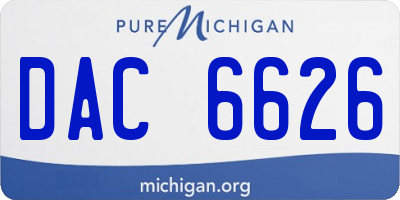 MI license plate DAC6626