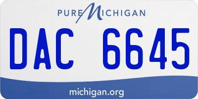 MI license plate DAC6645