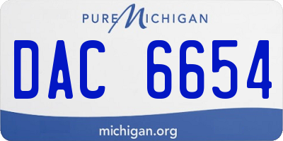 MI license plate DAC6654