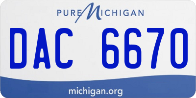MI license plate DAC6670