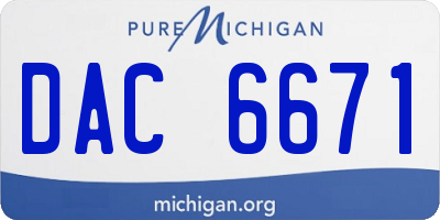 MI license plate DAC6671