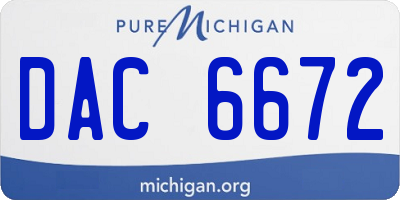 MI license plate DAC6672