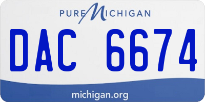 MI license plate DAC6674