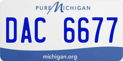MI license plate DAC6677