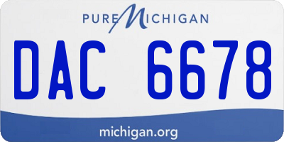 MI license plate DAC6678