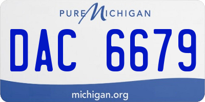 MI license plate DAC6679