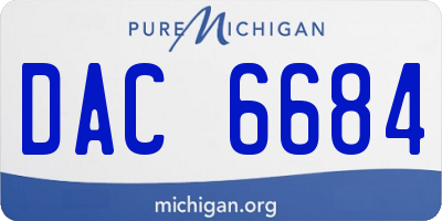 MI license plate DAC6684