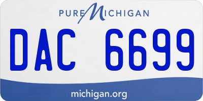 MI license plate DAC6699