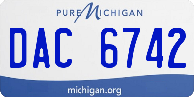 MI license plate DAC6742