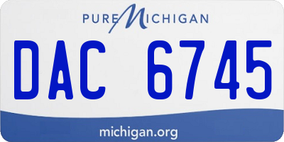 MI license plate DAC6745