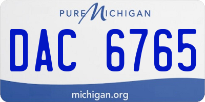 MI license plate DAC6765