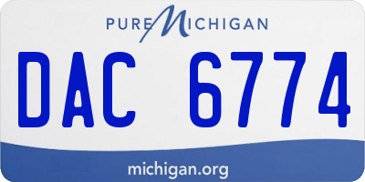 MI license plate DAC6774