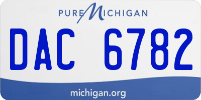 MI license plate DAC6782
