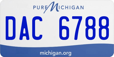 MI license plate DAC6788