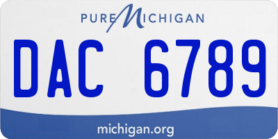 MI license plate DAC6789