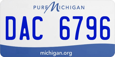 MI license plate DAC6796