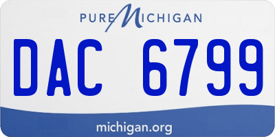 MI license plate DAC6799