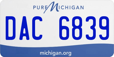 MI license plate DAC6839