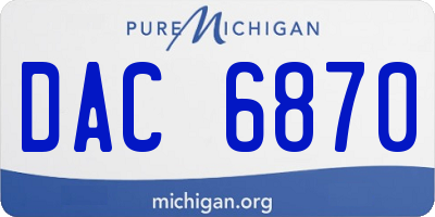 MI license plate DAC6870