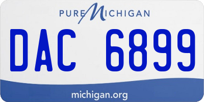 MI license plate DAC6899