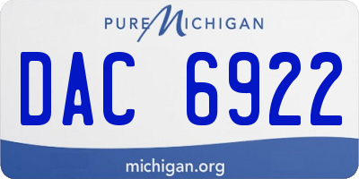 MI license plate DAC6922