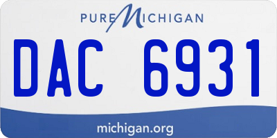 MI license plate DAC6931