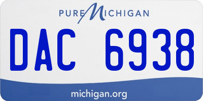 MI license plate DAC6938