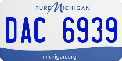 MI license plate DAC6939