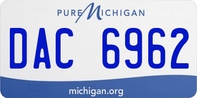 MI license plate DAC6962