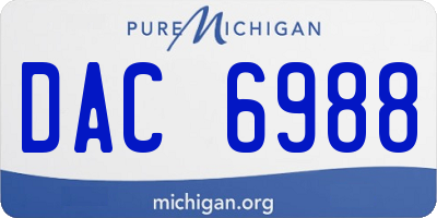 MI license plate DAC6988
