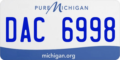 MI license plate DAC6998