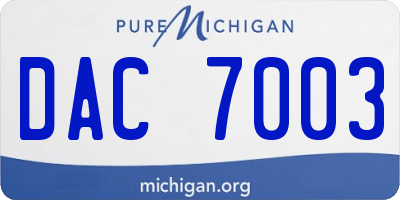 MI license plate DAC7003