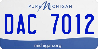 MI license plate DAC7012