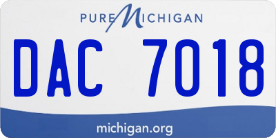 MI license plate DAC7018