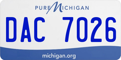 MI license plate DAC7026