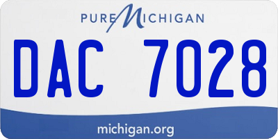 MI license plate DAC7028