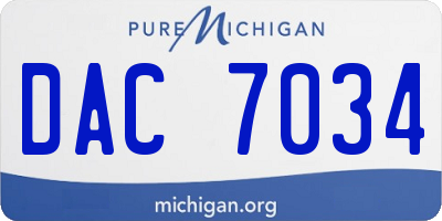 MI license plate DAC7034