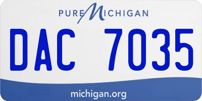 MI license plate DAC7035