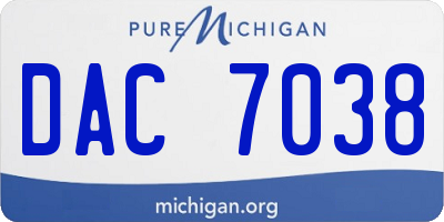 MI license plate DAC7038