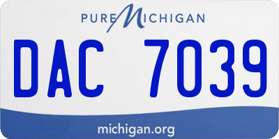 MI license plate DAC7039