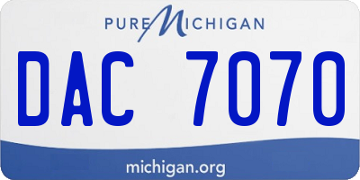 MI license plate DAC7070