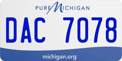 MI license plate DAC7078