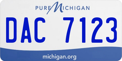 MI license plate DAC7123